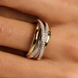 Zirkonia Bicolor Crossover Ring - M model