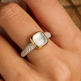 Zirkonia Cushion Ring met parel