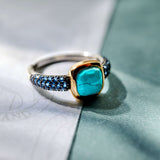 Turqoise Zirkonia Cushion Ring