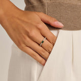 Baguette Tennis Ring met Smaragdgroen