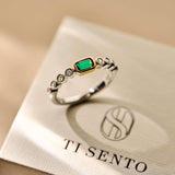Baguette Tennis Ring met Smaragdgroen