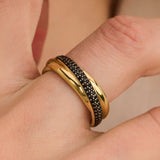 Zwarte Zirkonia Crossover Ring - S model