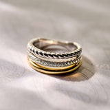 Structured Triple Band Zirkonia Ring