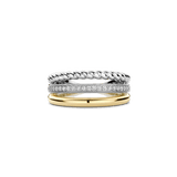 Structured Triple Band Zirkonia Ring