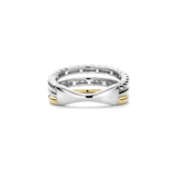 Structured Triple Band Zirkonia Ring