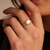 Zirkonia Cushion Ring met Parel