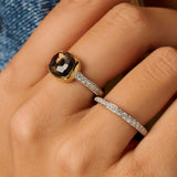 Smoky Brown Zirkonia Cushion Ring