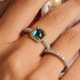 Blauwe Zirkonia Cushion Ring