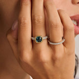 Blauwe Zirkonia Cushion Ring