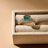 Blauwe Zirkonia Cushion Ring