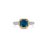 Blauwe Zirkonia Cushion Ring