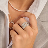 Stardust Zirkonia Crossover Ring - L model