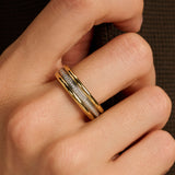 Triple Open Band Zirkonia Ring Goudkleurig