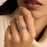 Layered Ronde Zirkonia Ring Zilver