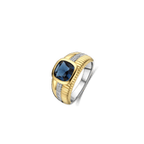 Blauwe Cushion Structure Ring