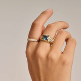 Blauwe Cushion Structure Ring