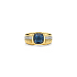 Blauwe Cushion Structure Ring