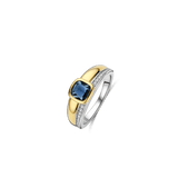 Blauwe Cushion Zirkonia Ring