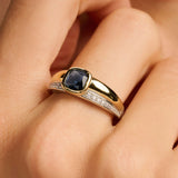 Blauwe Cushion Zirkonia Ring
