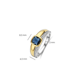 Blauwe Cushion Zirkonia Ring