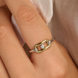 Open Schakel Ring met Ronde Zirkonia