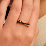 Zwarte Zirkonia Crossover Ring - XS model