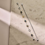 Blauwe Cushion Charm Armband