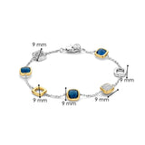 Blauwe Cushion Charm Armband