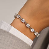 Zirkonia Schakel Armband Zilver