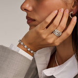 Zirkonia Schakel Armband Zilver