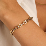 Chunky Open Schakel Armband met Ronde Zirkonia