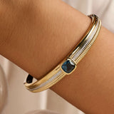 Blauwe Cushion Structure Bangle