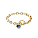 Blauwe Cushion Schakel Armband