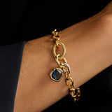 Blauwe Cushion Schakel Armband