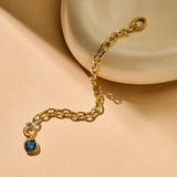 Blauwe Cushion Schakel Armband