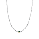 Baguette Tennis Ketting met Smaragdgroen