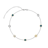 Blauwe Cushion Charm Ketting