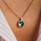 Blauwe Zirkonia Cushion Ketting