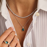 Blauwe Zirkonia Cushion Ketting