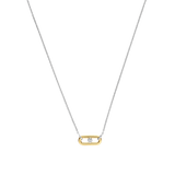 Open Schakel Ketting met Ronde Zirkonia