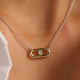 Open Schakel Ketting met Ronde Zirkonia