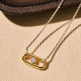 Open Schakel Ketting met Ronde Zirkonia
