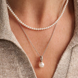 Ketting met Zirkonia Parel hanger 8mm