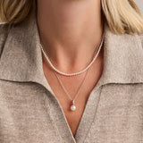Ketting met Zirkonia Parel hanger 8mm