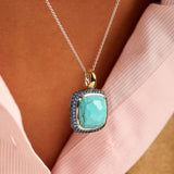Turqoise Cushion Ketting met hanger
