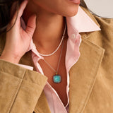 Turqoise Cushion Ketting met hanger
