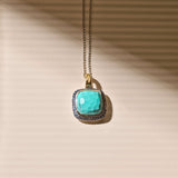 Turqoise Cushion Ketting met hanger