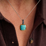 Turqoise Cushion Ketting met hanger
