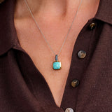 Turqoise Cushion Ketting met hanger