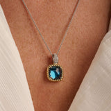 Blauwe Zirkonia Cushion Ketting met hanger